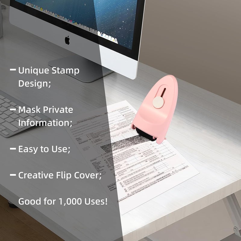 WEJOIN Identity Privacy Protection Roller Security Stamp 2-Pack - Guard Your ID with Adjustable Ink, Built-in Cutter & Flip Cover Design, Compact Security Tool for Document & Mail Privacy (Pink) - Image 3